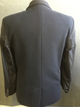 Mens, Sportcoat/Blazer, MONDO, Black, Navy Blue, Cotton, Polyester, Birds Eye Weave, 40 R, Notched Lapel, 2 Button Front, Zip Pockets, Poly Nylon Sleeves, Loud Lining