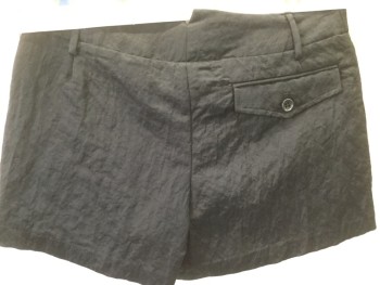 Womens, Shorts, ELIZABETH & JAMES, Black, Polyester, Solid, W:27, 0, Crinkled, Zip Front, Pleated, Back Flap Pocket, Evening Shorts
