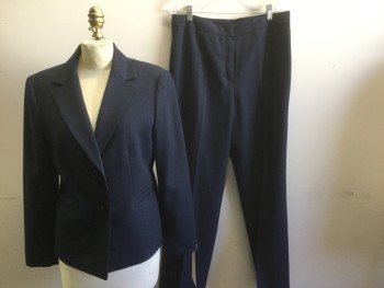 EVAN PICONE, Navy Blue, Polyester, Herringbone, 2 Buttons,  Notched Lapel, 2 Pockets,