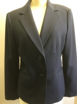 Womens, Suit, Jacket, EVAN PICONE, Navy Blue, Polyester, Herringbone, B36, 6, 2 Buttons,  Notched Lapel, 2 Pockets,