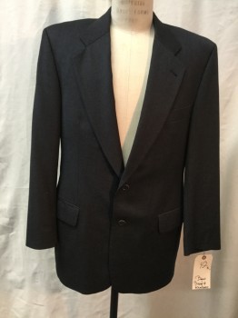 Mens, Blazer/Sport Co, BOSS, Charcoal Gray, Wool, Solid, 42R, Single Breasted, 2 Buttons, Notched Lapel, 3 Pocket,