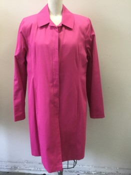 Womens, Coat, Trenchcoat, JONES NEW YORK, Bubble Gum Pink, Cotton, Polyester, Solid, S, Button Front, Collar Attached, Princess Seams, Padded Shoulders, 2 Pockets, Slit at Center Back Hem