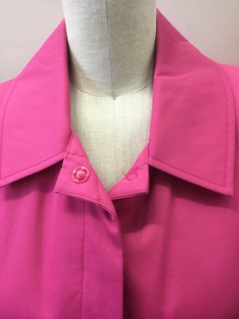 Womens, Coat, Trenchcoat, JONES NEW YORK, Bubble Gum Pink, Cotton, Polyester, Solid, S, Button Front, Collar Attached, Princess Seams, Padded Shoulders, 2 Pockets, Slit at Center Back Hem