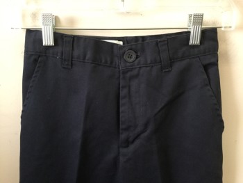 Childrens, Pants, REAL SCHOOL, Navy Blue, Cotton, Polyester, Solid, 8, Flat Front, 3 Pockets,