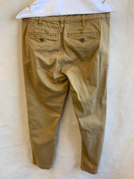 Womens, Pants, J.CREW, Dk Khaki Brn, Cotton, Solid, 26, 1.3" Waistband with Belt Hoops, Flat Front, Zip Front, 4 Pockets