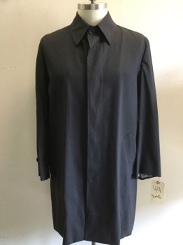 Mens, Coat, Trenchcoat, DOLCE & GABANNA, Black, Wool, Solid, 44, Single Breasted, Collar Attached, 2 Pockets,