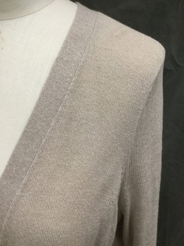 HALOGEN, Dusty Brown, Rayon, Nylon, Solid, Long Open Cardigan, 2 Pockets, Long Sleeves, Ribbed Knit Cuff/Waistband