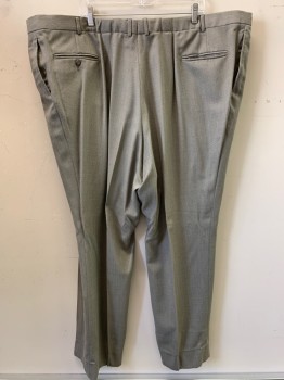 Mens, Suit, Pants, John Weitz, Beige, Gray, Wool, 2 Color Weave, 51/33, Pleated Front, Side Pockets, Zip Front,