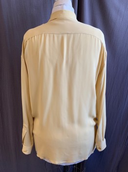 HENRI BENDEL, Butter Yellow, Poly/Cotton, L/S, Button Front, Collar Attached, Gold Buttons, 2 Breast Pockets