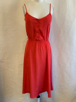 JONATHAN MARTIN, Red, Synthetic, Solid, Spaghetti Straps, B.F., Elastic Waist, Hem Below Knee, 2 Tiny Holes In Front Left Of Skirt, No Belt