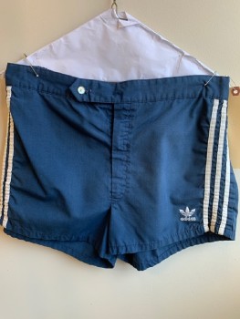 ADIDAS, Navy Blue, White, Poly/Cotton, Solid, Stripes, 3 Side Stripes