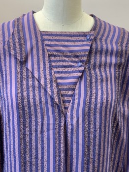 GIANNINI, Mauve Purple, Periwinkle Blue, Acetate, Silk, Stripes - Vertical , L/S, Squared Neck With 2 Buttons And Flap, Pullover