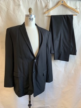 Giorgio Fiorelli  , Black, Polyester, Viscose, Solid, Single Breasted, Notched Lapel, 2 Buttons,  3 Pockets,