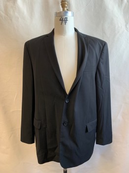 Giorgio Fiorelli  , Black, Polyester, Viscose, Solid, Single Breasted, Notched Lapel, 2 Buttons,  3 Pockets,