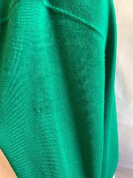 Womens, Sweater, UNGARO, Green, Wool, Solid, B:38, Pleated Turtleneck, 3 Buttons at Back of Neck *Small Moth Holes on Left Sleeve*