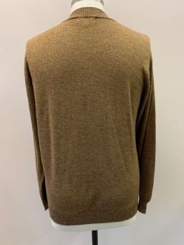 Mens, Sweater, JANTZEN, Brown, Multi-color, Acrylic, Wool, Stripes, L, CN, Olive Green And Orange Stripes