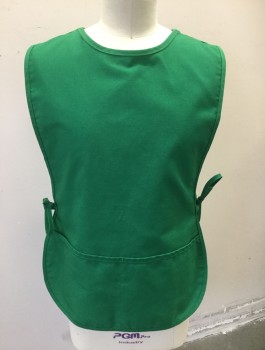 FAME, Green, Poly/Cotton, Solid, Twill, Pullover, Scoop Neck, 2 Pockets/Compartments at Hips, Open Sides with Self Ties, Multiples