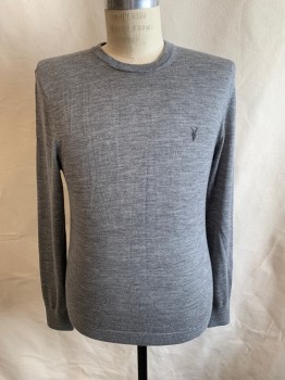 Mens, Pullover Sweater, ALL SAINTS, Gray, Wool, M, CN, L/S