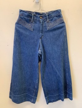Womens, Jeans, NL, Denim Blue, Cotton, Solid, W:27, Zip Fly, Belt Loops, Stitched Design That Starts Below Waist at Front Hips & Wraps Around the Back