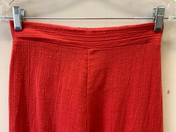 Womens, 1970s Vintage, Piece 2, Climax, Red, Polyester, Cotton, Solid, H34, W26, Pants, F.F, Bell Bottoms, Back Zipper,