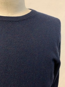 Mens, Pullover Sweater, RODD & GUNN, Navy Blue, Wool, Cashmere, Solid, M, CN, L/S,