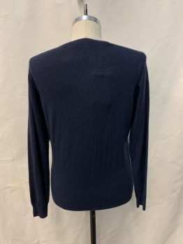 Mens, Pullover Sweater, RODD & GUNN, Navy Blue, Wool, Cashmere, Solid, M, CN, L/S,