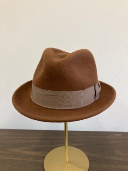 BAILEY, Sienna Brown, Wool, Solid, Short Brimmed, 1 1/2" Grosgrain Band And Bow