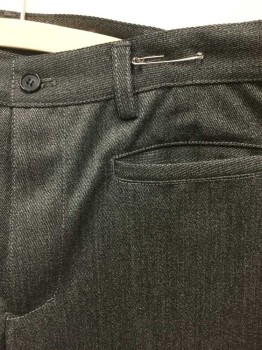 N/L, Charcoal Gray, Gray, Polyester, Cotton, Stripes - Micro, Twill, Flat Front, Zip Fly, 2 Welt Pockets In Front, Boot Cut Leg