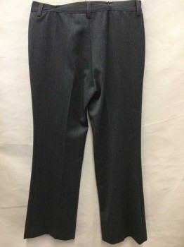 Mens, Slacks, N/L, Charcoal Gray, Gray, Polyester, Cotton, Stripes - Micro, I:31.5, W:32, Twill, Flat Front, Zip Fly, 2 Welt Pockets In Front, Boot Cut Leg