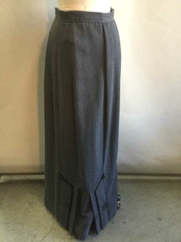 N/L, Slate Gray, Black, Wool, Solid, 1 1/4" Wide Waistband, Pleated Panels At Hem with Black Gimp Applique Trim, Black Decorative Buttons, Button Closure At Center Back Waist, Floor Length Hem, Made To Order  ** Large Stains At Hem,