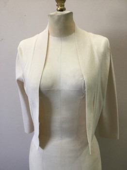 Womens, Sweater, NL, Cream, Synthetic, Solid, S, Knitted Bolero, Open Front, 3/4 Sleeves