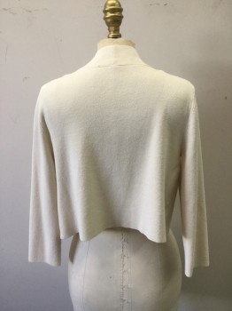 Womens, Sweater, NL, Cream, Synthetic, Solid, S, Knitted Bolero, Open Front, 3/4 Sleeves