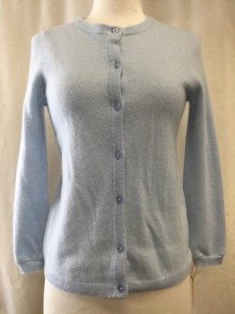 Womens, Sweater, BLOOMINGDALES, Baby Blue, Cashmere, Solid, XS, Button Front,