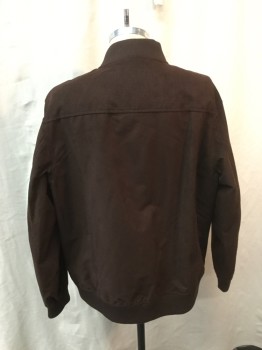 Mens, Casual Jacket, TASSO ELBA, Chocolate Brown, Polyester, Solid, XXL, Zip Front, Perforated Yoke, 3 Pockets, Rib Knit Collar/Cuffs and Waistband,