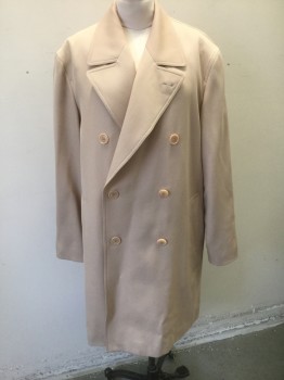 Womens, Coat, DRIES VAN NOTEN, Beige, Wool, Solid, L, Ribbed Texture, Double Breasted, Oversized Fit, Padded Shoulders, Wide Lapel, 2 Pockets, Mid Calf Length, Early 1990's
