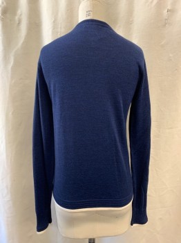 Womens, Top, CLUB MONACO, Navy Blue, Wool, XS, Crew Neck, Pullover, Long Sleeves, White Trim on Cuffs