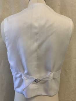 NO LABEL, Off White, Cotton, Wool, Pique Self Pattern, Shawl Lapel, Single Breasted, Button Front, 4 Plastic Buttons, 2 Pockets, Belted Back