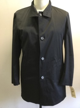 Mens, Coat, Trenchcoat, BUGATTI, Black, Nylon, Solid, 44, Single Breasted, Collar Attached, 2 Pockets, Water Repellent,