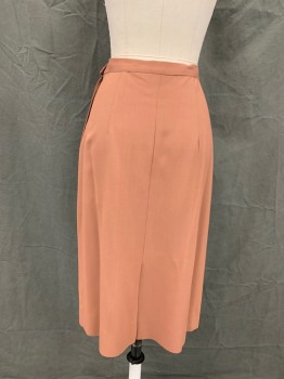 Womens, 1950s Vintage, Suit, Skirt, BRANT LEIGH, Terracotta Brown, Rayon, Solid, W 25, 1" Waistband, Side  Zip, Center Front Seam, Back Pleated Vent,