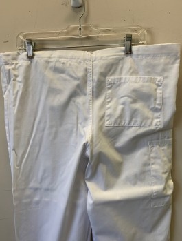 N/L, White, Cotton, Polyester, Solid, Drawstring Waist, 3 Pockets: One in Back, 2 at Hip/Side