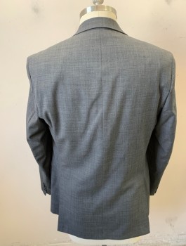 Mens, Sportcoat/Blazer, RALPH LAUREN, Gray, Wool, Solid, 42L, Single Breasted, Notched Lapel, 2 Buttons, 3 Pockets