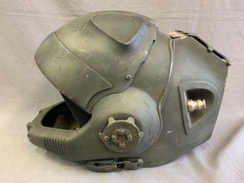 Unisex, Sci-Fi/Fantasy Helmet, MTO, Gray, Fiberglass, Plastic, Solid, Plastic Face Shield, Rugged Looking