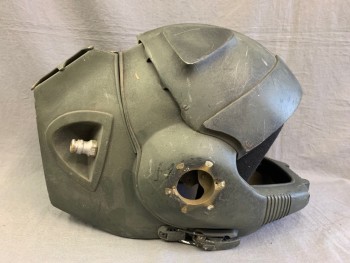 Unisex, Sci-Fi/Fantasy Helmet, MTO, Gray, Fiberglass, Plastic, Solid, Plastic Face Shield, Rugged Looking