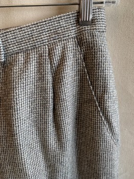 Womens, Slacks, KORET, Off White, Charcoal Gray, Slate Blue, Wool, Polyester, Houndstooth, 26, Zip Front, Button Closure, 2 Slant Pockets, Pleated,