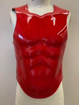 Mens, Breastplate, MTO, Red, Plastic, Solid, OS, Hard Shell Embossed Front, Should And Back Straps With Buckles, Glossy,