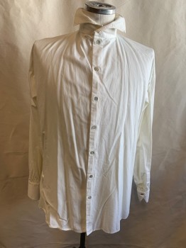 Mens, Historical Fiction Shirt, MTO, Ecru, Cotton, Solid, Diamonds, 16.5, Textured Weave, Stand Wingtip Collar, Gathers Back Neck
