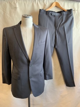 BAR III, Gray, Lt Gray, Wool, Stripes - Pin, Single Breasted, 2 Buttons, Notched Lapel, 3 Pockets,