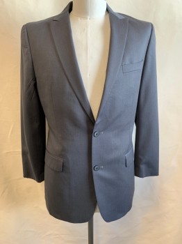 BAR III, Gray, Lt Gray, Wool, Stripes - Pin, Single Breasted, 2 Buttons, Notched Lapel, 3 Pockets,