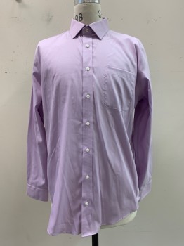 Nordstrom, Lilac Purple, Cotton, Solid, L/S, Button Front, Collar Attached, Chest Pocket
