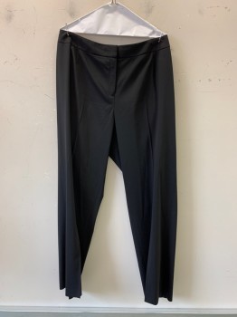 Womens, Slacks, Lafayette, Black, Polyester, Solid, 14w, Flat Front, Zip Front, Straight Fit